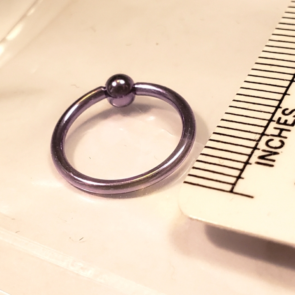 NWOT, 16g, Lilac, Unisex, BCR Ball Captive Hoop Earring